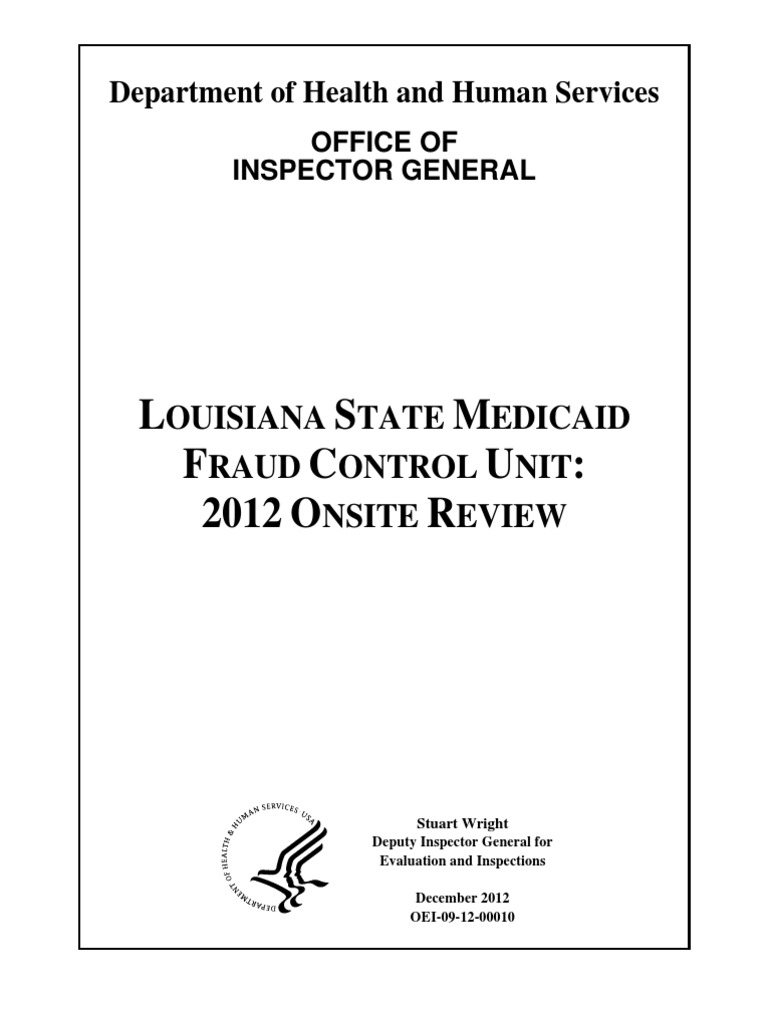 Louisiana Medicaid Fraud Control Unit Onsite Federal Review 2012 | Medicaid | Federal Government ...