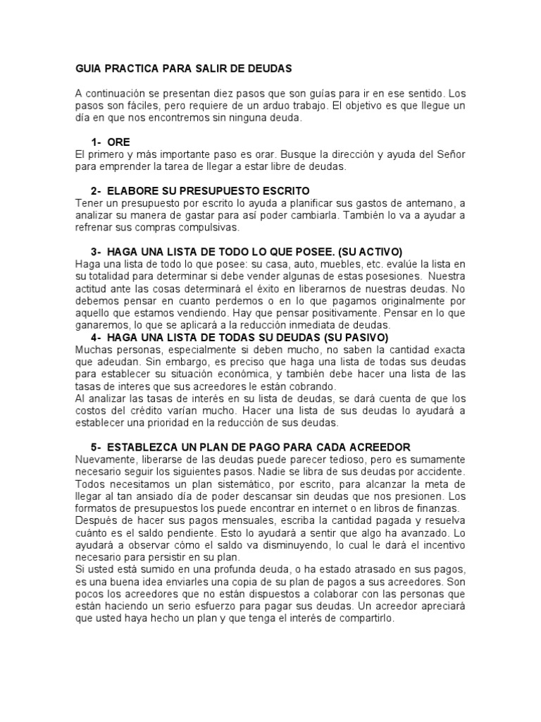Guia Practica para Salir de Las Deudas | PDF | Presupuesto | Deuda