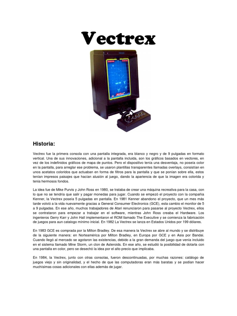 Vectrex | PDF | Plataformas de videojuegos | Hardware de la computadora