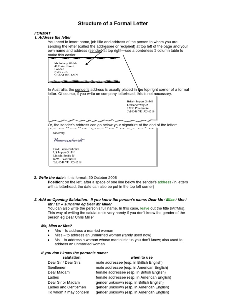 Formal Letter Structure  PDF  Paragraph  Linguistics