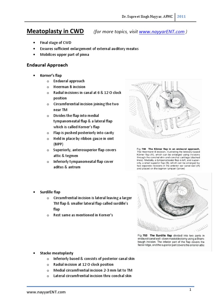 Meatoplasty Techniques in CWD Surgery | PDF | Anatomical Terms Of ...