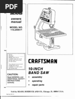 Download Sears Craftsman 10-inch Band Saw Owners Manual by Dean Antalik SN118567361 doc pdf