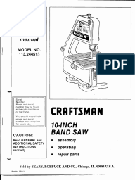 Sears Craftsman 10-inch Band Saw Owner's Manual
