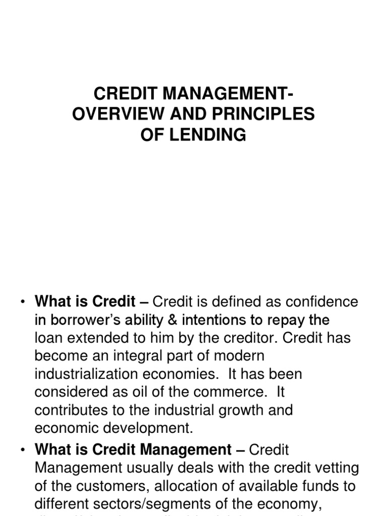 Credit Management Overview and Principles | PDF | Credit | Finance ...