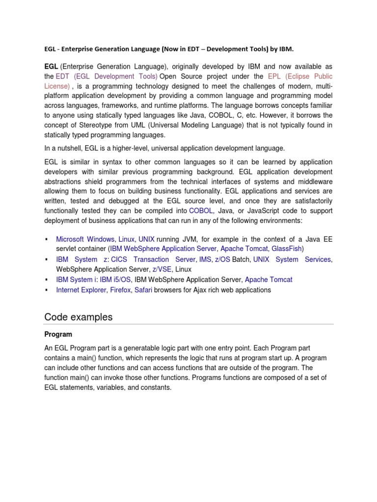 EGL Programming | PDF | Computer Programming | Computer Engineering