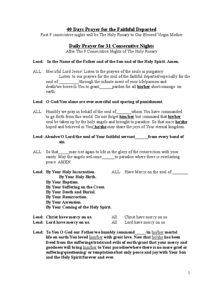 Google 40 Days Prayer To The Faithful Departed | PDF | God The Father |  Rosary