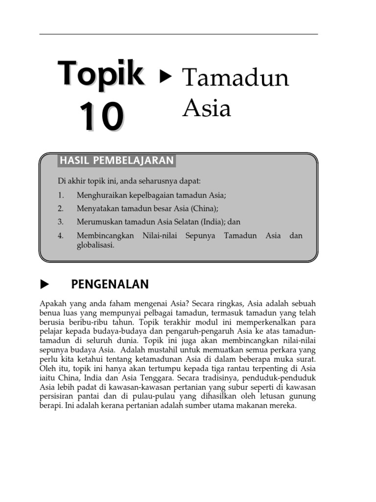 Topik 10 Tamadun Asia Pdf