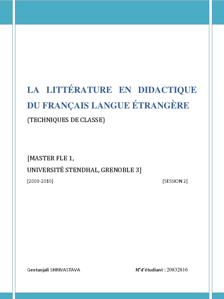 Littérature en Didactique du FLE | PDF | Langue française | Poésie