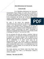 Comunicado 54 años de la Revolución Cubana