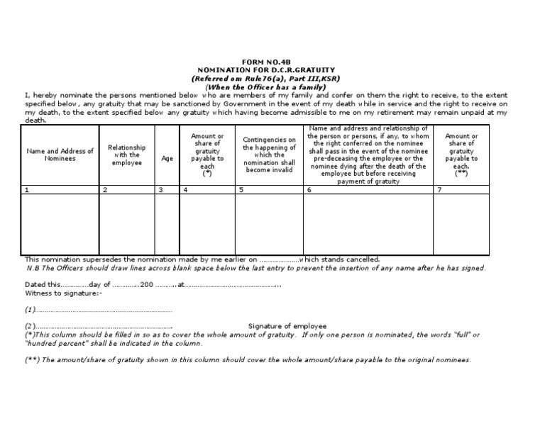 DCRG Nomination Form for Kerala Employees | PDF