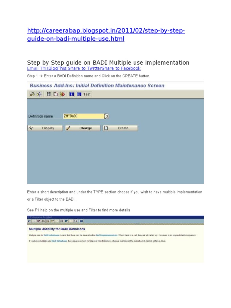 Step by Step Guide On BADI Multiple Use Implementation | PDF | Business ...