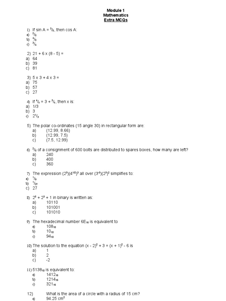 Easa Part 66 Module 1 Mathematics Area Triangle