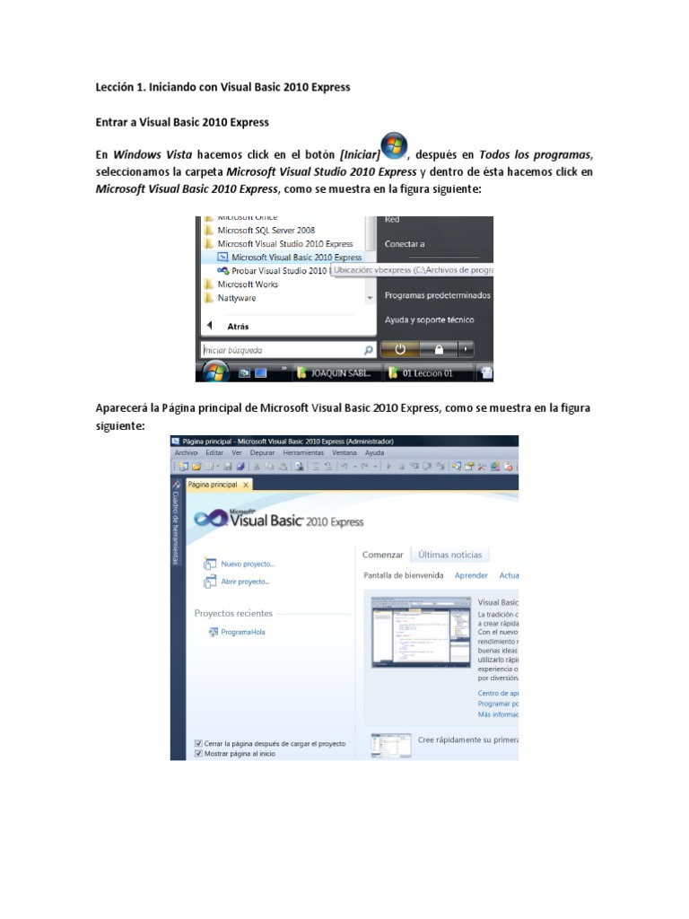 Introducción a Visual Basic 2010 Express | PDF | Básico | Ventana ...
