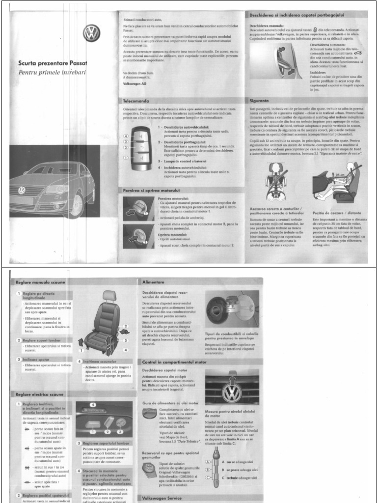 in spite of exile Socialist Carnet de Bord - VW Volkswagen Passat B6 3C - Manual de Utilizare | PDF