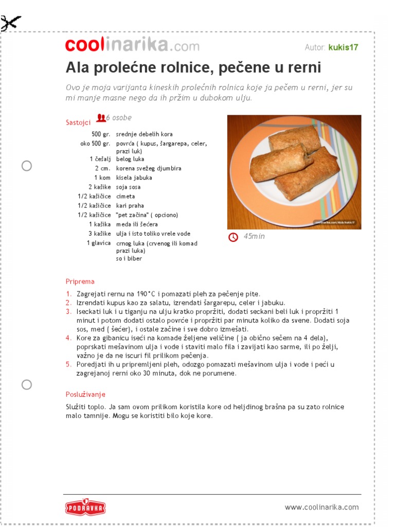 Ala Prolecne Rolnice Pecene U Rerni | PDF