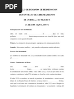Carta de Aviso de Terminacion de Contrato de Arrendamiento 