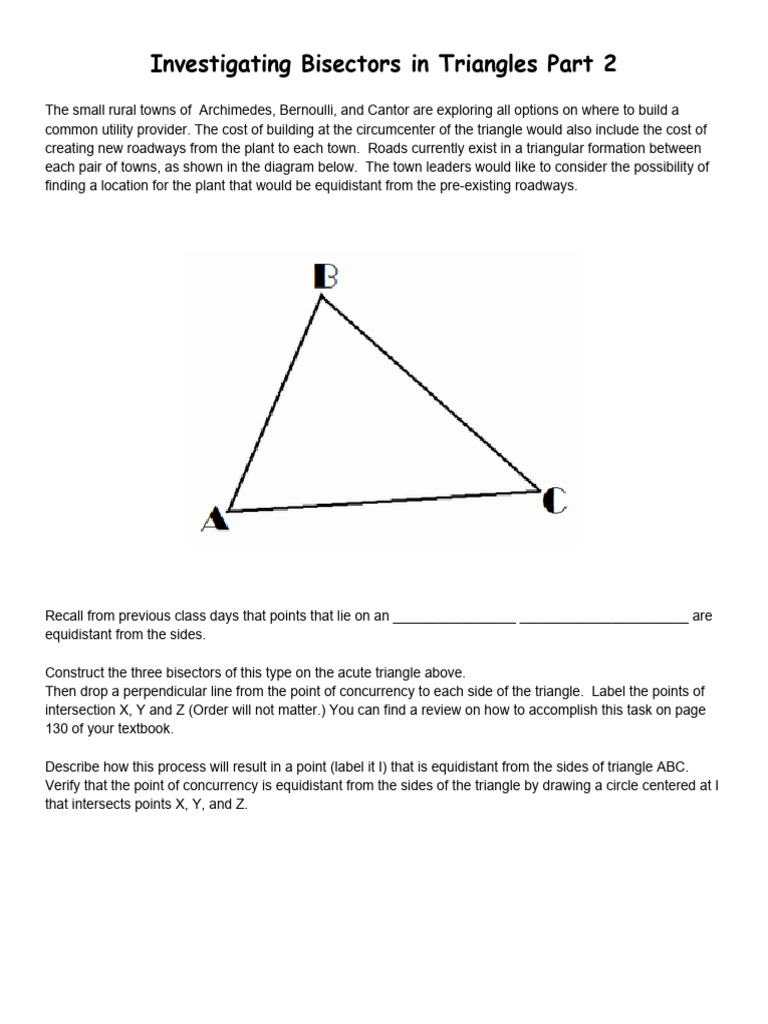 Angle Bisectors of A Triangle Investigation | PDF | Triangle ...