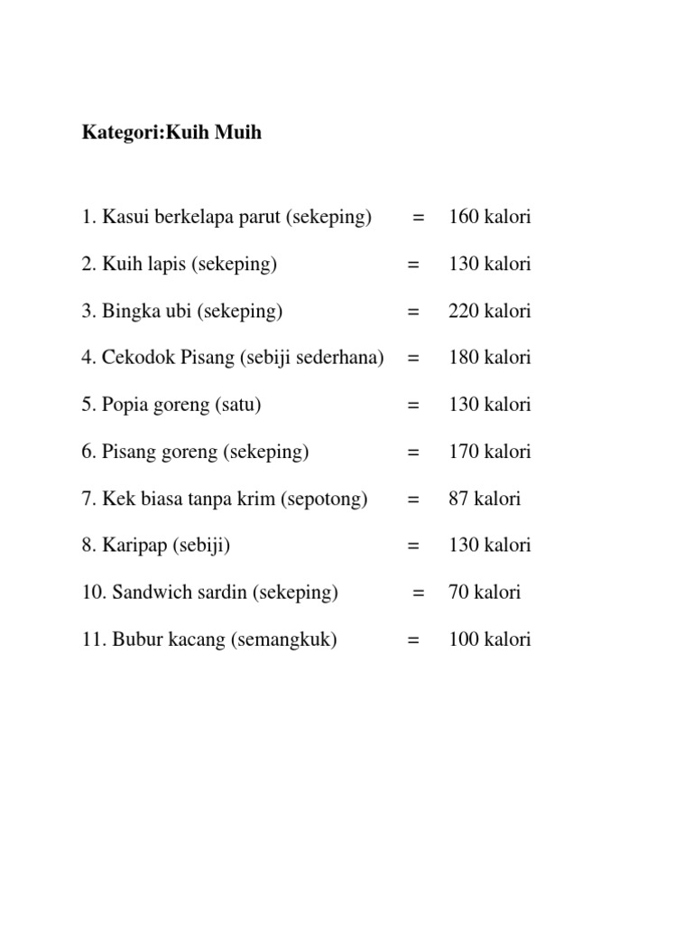 Kalori Makanan Pdf