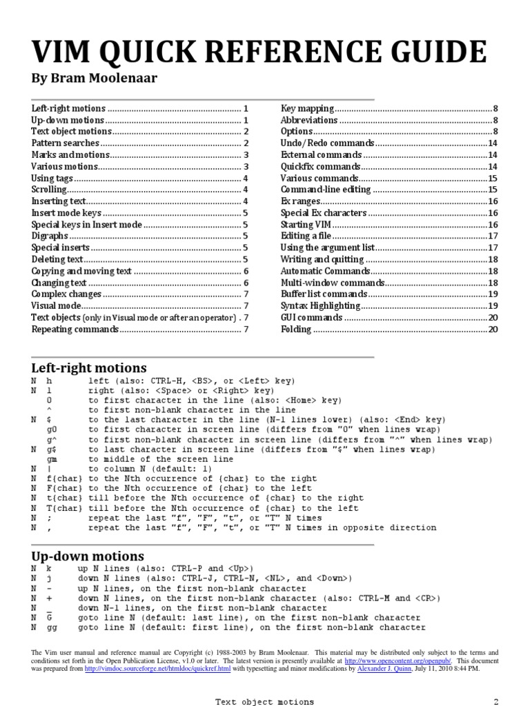 Vim Quick Reference Guide | PDF | Command Line Interface | String ...