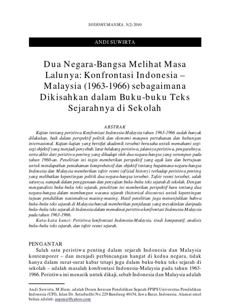 Konfrontasi Malaysia Dari Sudut Pandang Kurikulum Pdf