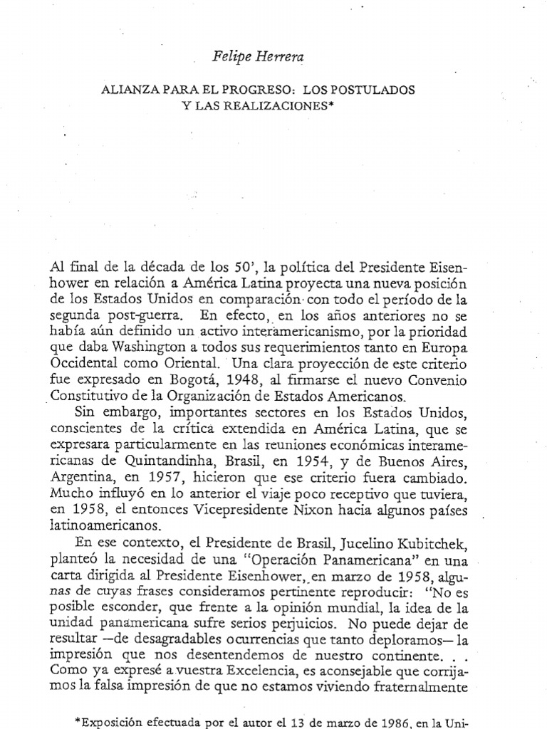 Alianza para El Progreso | PDF | America latina | John F. Kennedy