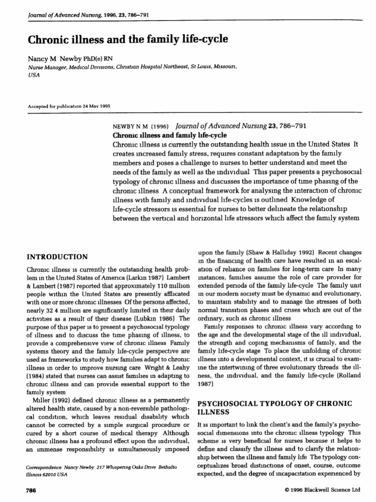 Chronic Illness and The Family Lifecycle | PDF | Chronic Condition ...