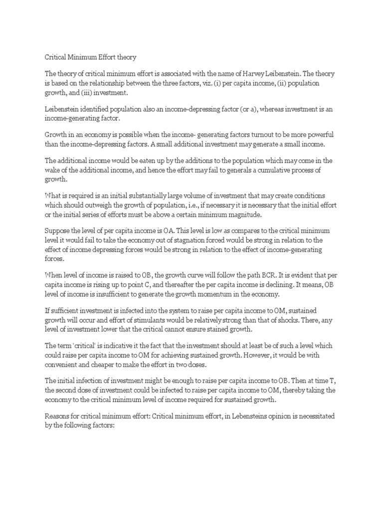 Critical minimum effort theory diagram image