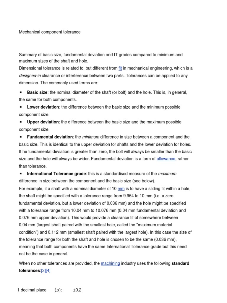 Mechanical Component Tolerance | PDF | Engineering Tolerance | Industries