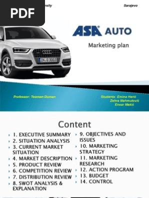 Asa Presentation Of Marketing Plan Audi Brand