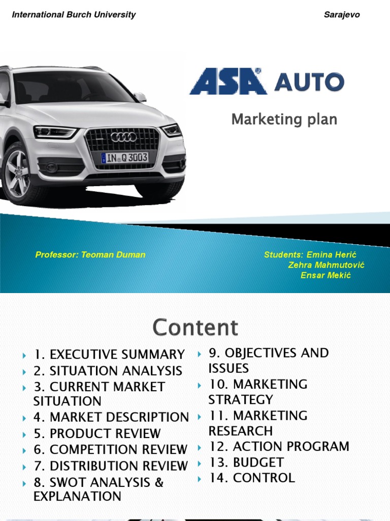 Asa Presentation Of Marketing Plan Audi Brand