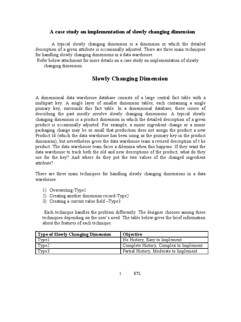 Implementing Slowly Changing Dimensions | PDF | Data Warehouse ...