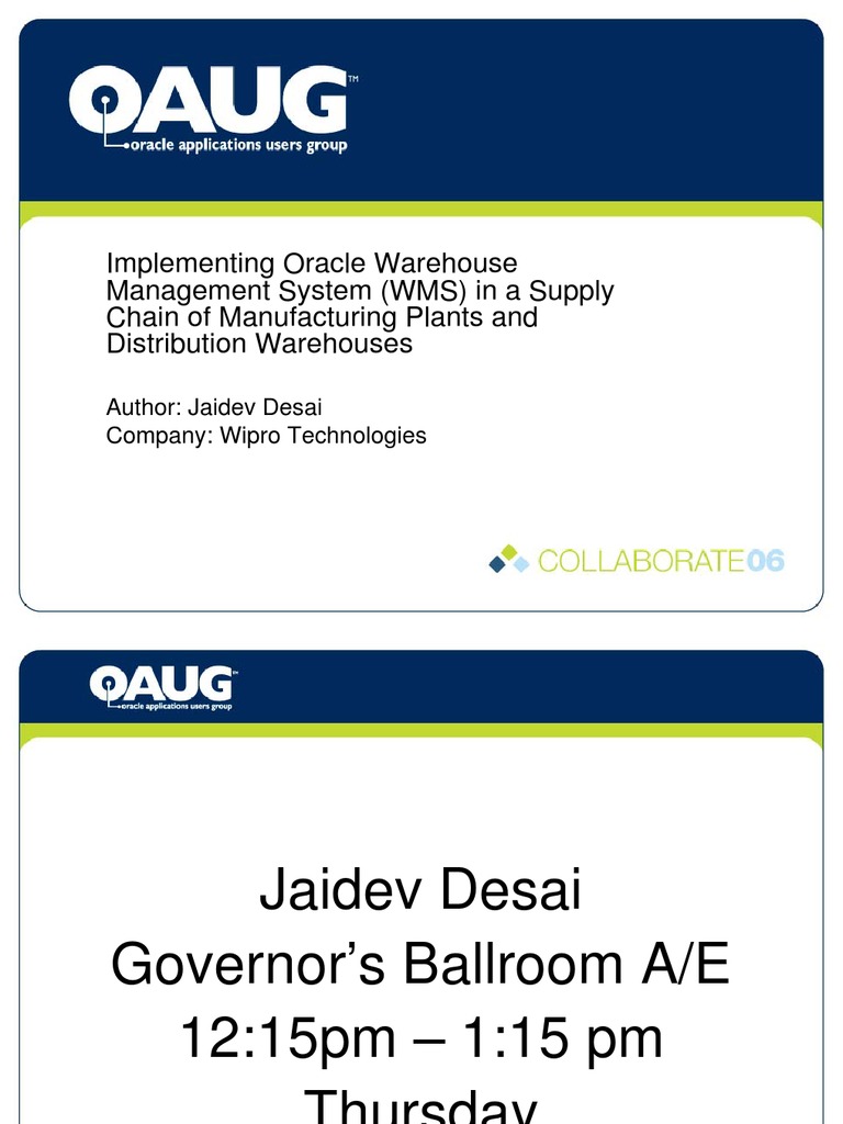 Implementing Oracle WMS in A SCM Plants | PDF | Warehouse | Inventory