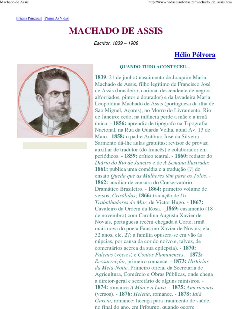 Biografia Machado De Assis: Resumo, Principais Obras, Características E ...