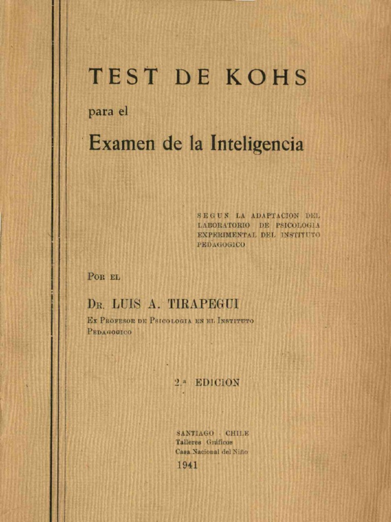 Test de Kohs para el examen de la inteligencia: Adaptación y manual de ...