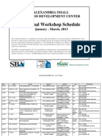 Regional Workshop Schedule Qtr. I, 2013
