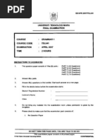 Download Final Exam Paper Grammar 1  TESL  by shazila SN11874038 doc pdf