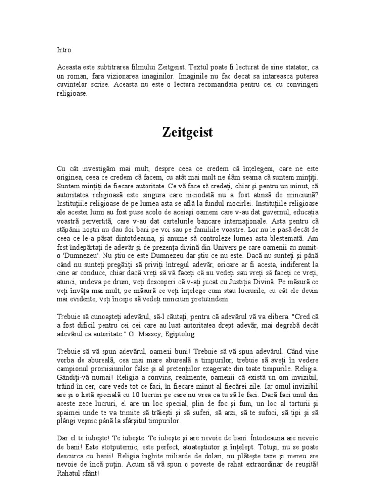 Povestea Zeitgeist | PDF