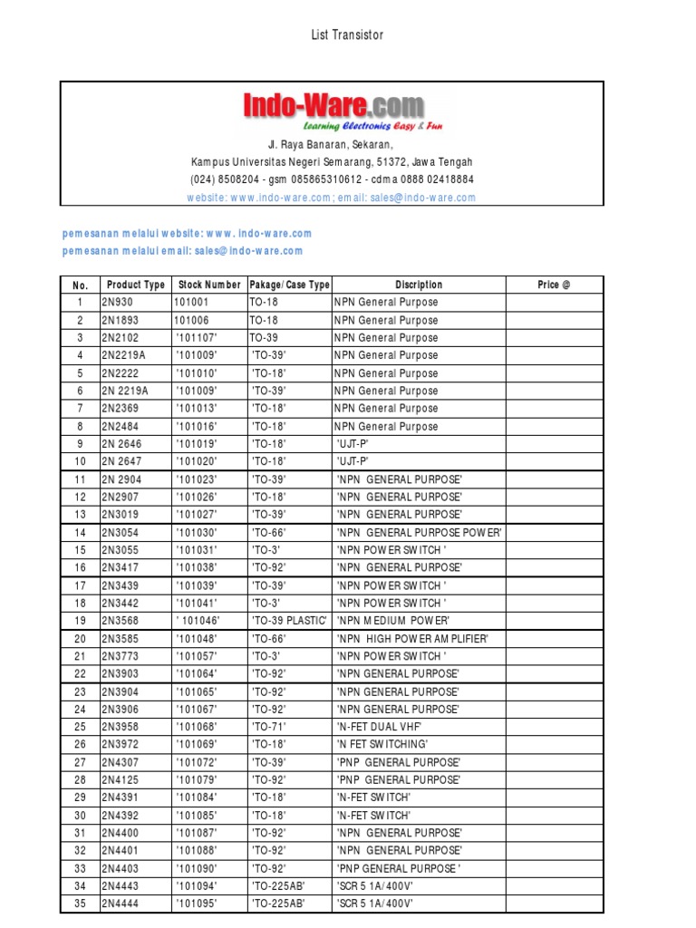 List Transistor Bipolar Junction Transistor Electronics