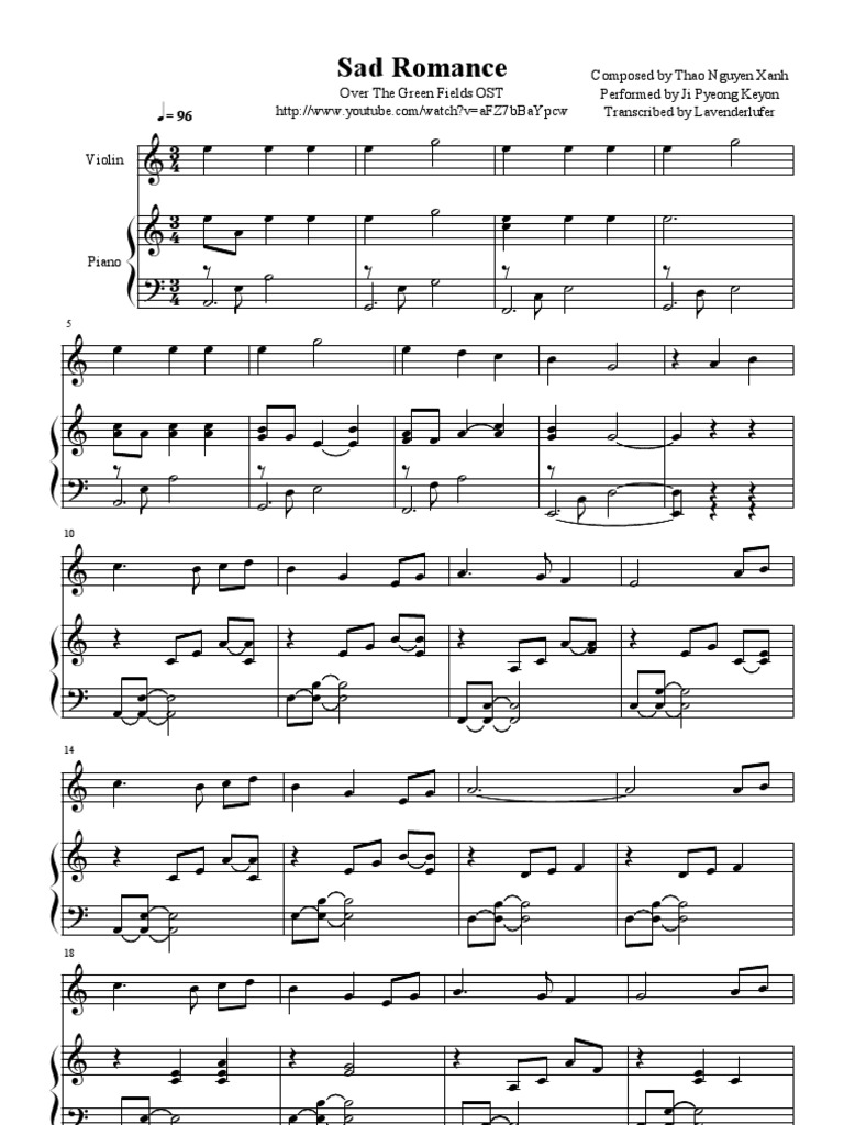 Sad Romance Sheet Music Collection | PDF | Performing Arts | Sound