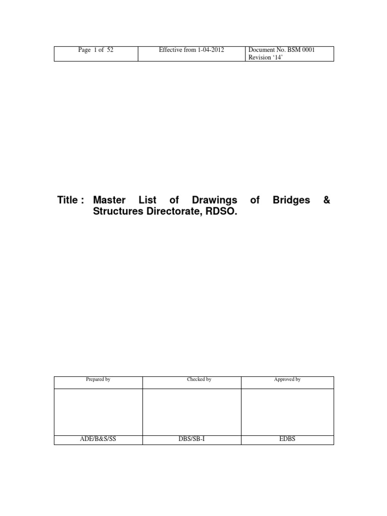 List RDSO Drawings | PDF | Truss | Bridge