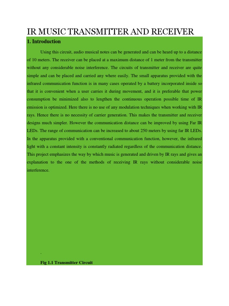 Ir Music Transmitter and Receiver PDF PN Junction Amplifier