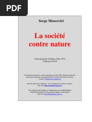 La Societe Contre Nature Pdf La Nature Homo Sapiens