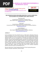 Recommendations For Implementing Cloud Computing Management Platforms Using Open Source
