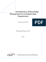 The Institutionalization Knowledge Management Engineering Organization
