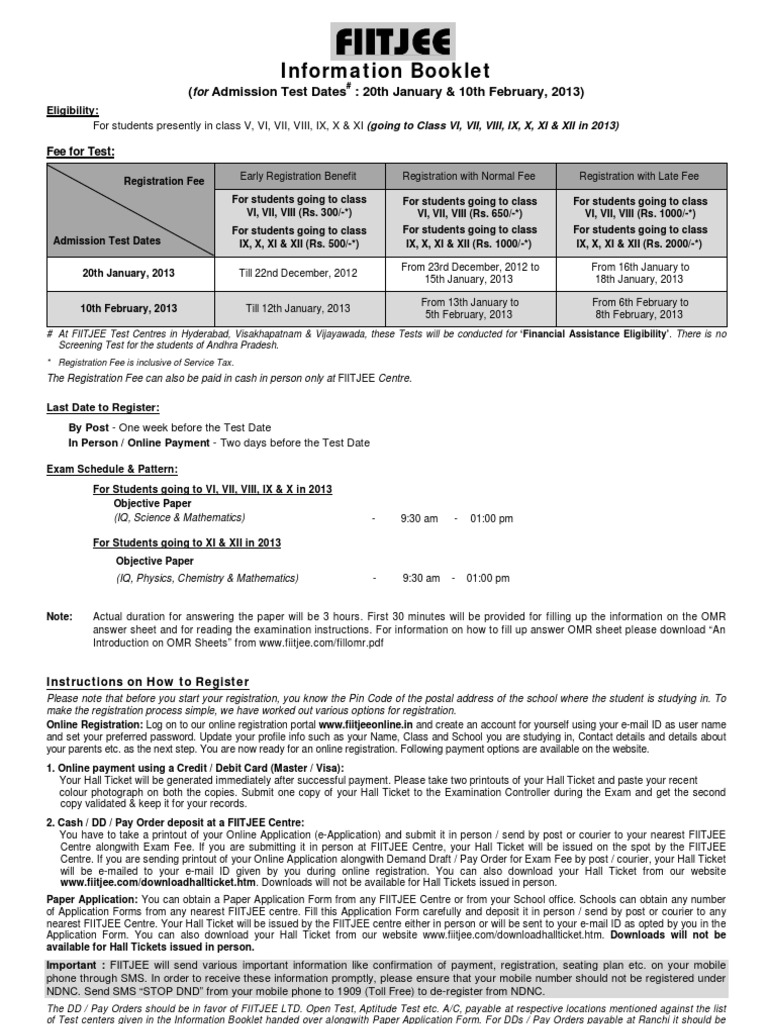 Admission Test Info for Students | PDF | University And College ...