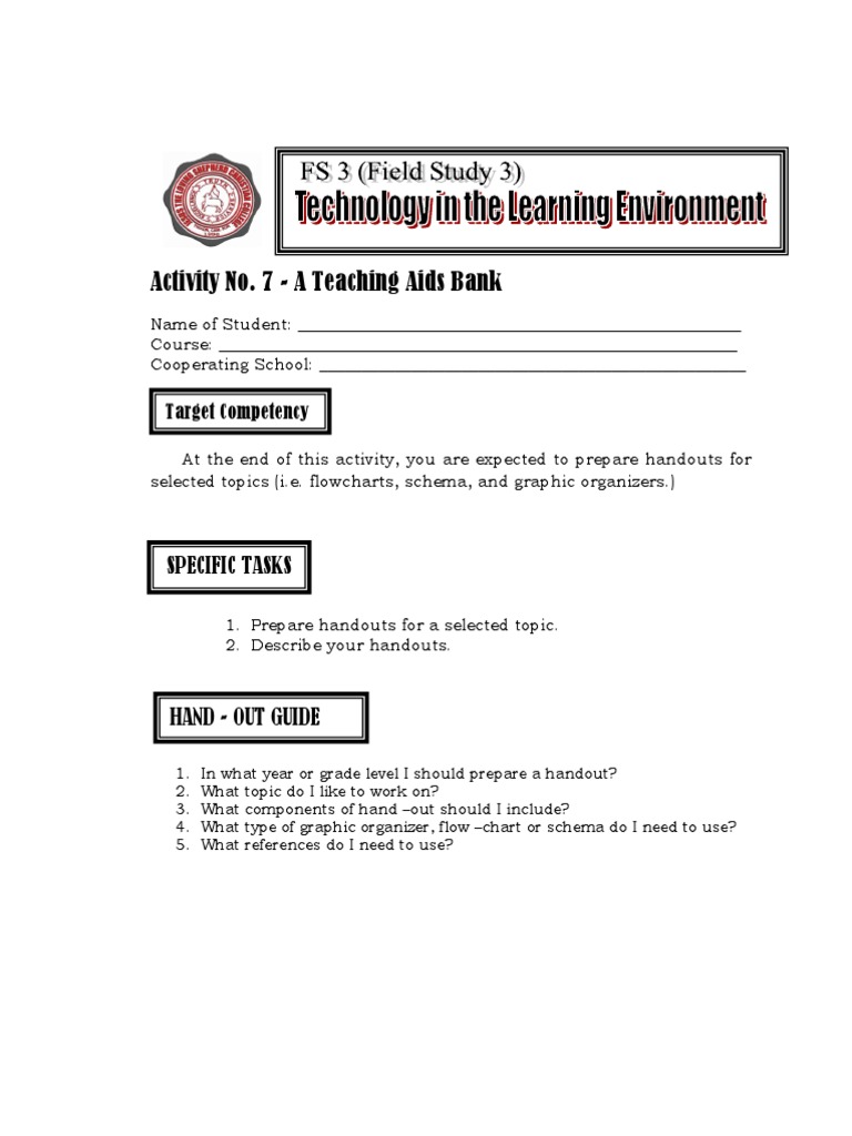 Activity No. 7 A Teaching Aids Bank Specific Tasks PDF Quality