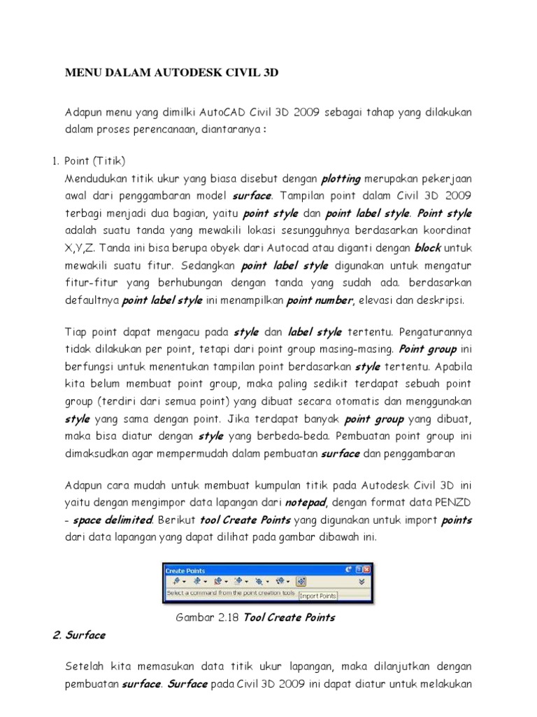 Menu Utama AutoCAD Civil 3D 2009 | PDF | Komputer
