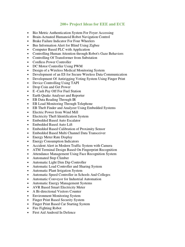 Eee Project List | 150+ Electronics Projects for Engineering Students ...