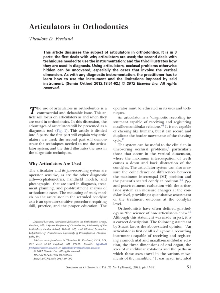 Articulator PDF Orthodontics Dentistry