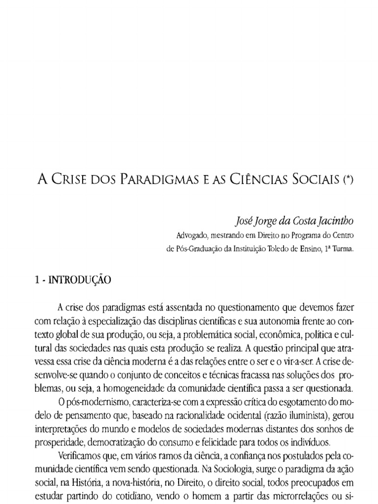 Estabeleça A Correta Relação Entre Os Paradigmas Das Ciências Sociais
